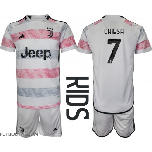 Camiseta Juventus Federico Chiesa #7 Visitante Equipación para niños 2023-24 manga corta (+ pantalones cortos)